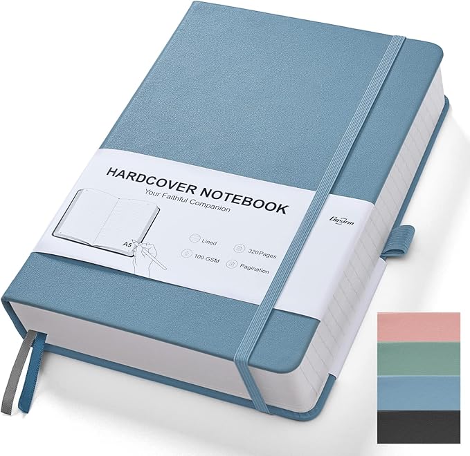 Lined Journal Notebook for Work, 320 Pages 100gsm Thick A5 (5.75"x8.38") College Ruled Journal for Women & Writing, Hardcover Notebook for Note Taking, Perfect for Office Home School Supplies, Blue