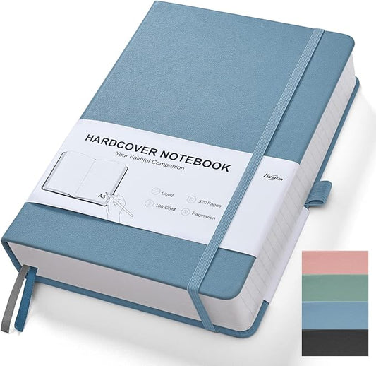Lined Journal Notebook for Work, 320 Pages 100gsm Thick A5 (5.75"x8.38") College Ruled Journal for Women & Writing, Hardcover Notebook for Note Taking, Perfect for Office Home School Supplies, Blue