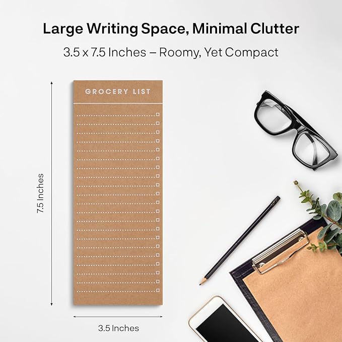 6 Vintage Magnetic Notepads (2 Meal Planner, 2 To-Do List, & 2 Grocery List Pad) – Fridge Notepad Comes With Full Magnetic Back- Shopping List, Daily Task, Food Planner, Refrigerator Notepad, Memo Pads – 3.5 x 7.5 inches