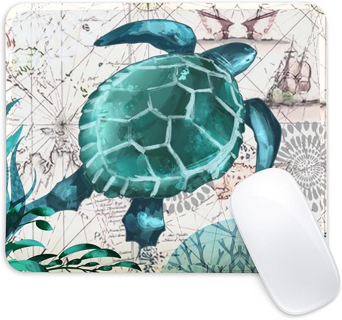 Sea Turtle Square Mouse Pad,Non-Slip Rubber Base Mouse Pad,Home Office Decoration Desktop Accessory,Laptop Mouse Pad for Office Laptops,9.4x7.8x0.12inch 3