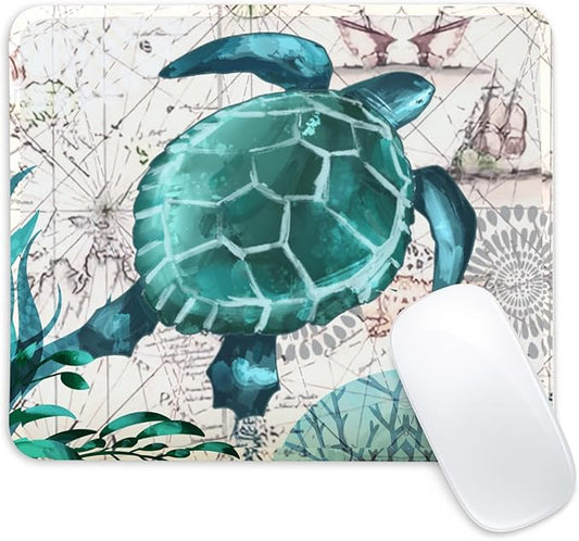 Sea Turtle Square Mouse Pad,Non-Slip Rubber Base Mouse Pad,Home Office Decoration Desktop Accessory,Laptop Mouse Pad for Office Laptops,9.4x7.8x0.12inch 3