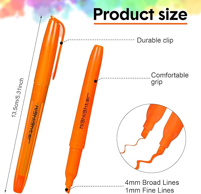 Thenshop 480 Pcs Highlighter Assorted Colors Bulk Colorful Highlighter Markers Bulk Pack Chisel Tip Fluorescent Pens for Office Supplies