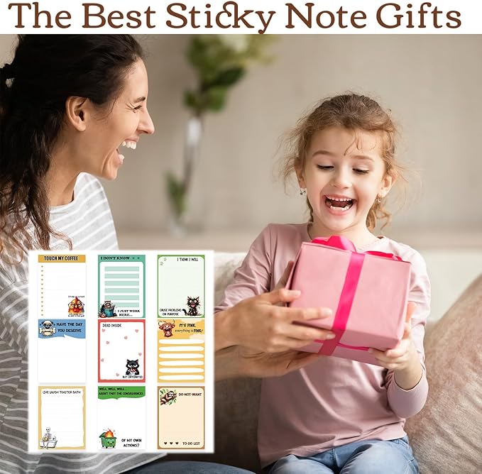 Funny Sticky Notes Gifts - 9 Pack Funny Notepads for Work 3x4 Inch, Fun Self-Stick Memo Pads Gifts for Coworkers, Sarcastic Work Gag Office School Supplies (450 Sheets)