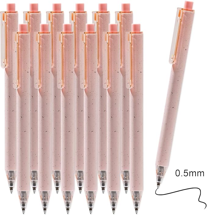 RIANCY Premium Pink Gel Pens - Smooth Writing, Quick Dry, Set of 12 - Ideal for Journaling, Note-Taking, Art Supplies
