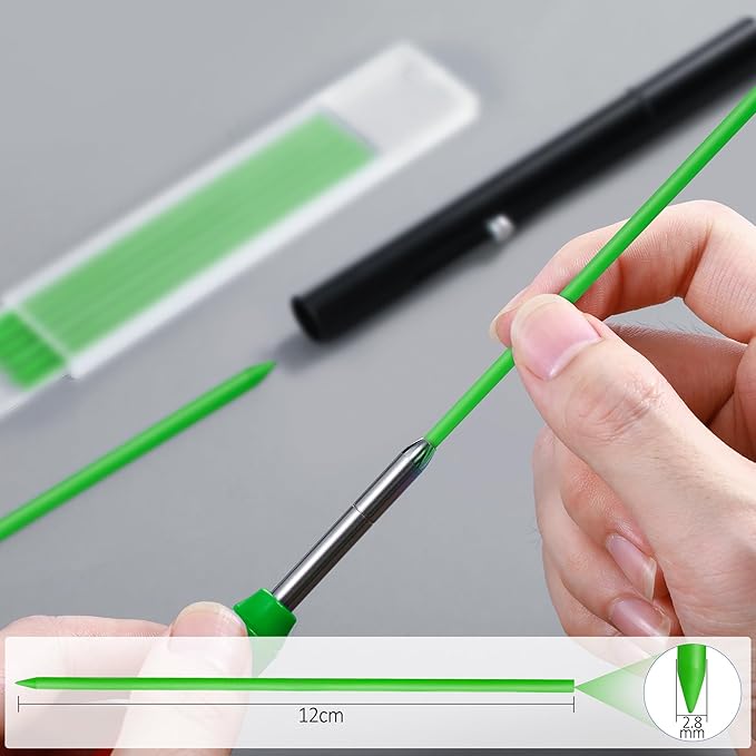 Hiboom 24 Pieces 2.8mm HB Refill for Carpenter Pencil, Study Long Lasting Pencil for Mechanical Woodworking Construction (Green)