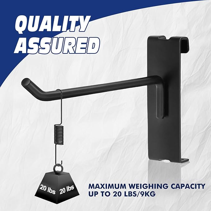 4" Grid Wall Hooks, Grid Panel Hooks for Retail, Home and Workspace Organization, Display and Storage Solutions (Pack of 20, Black)