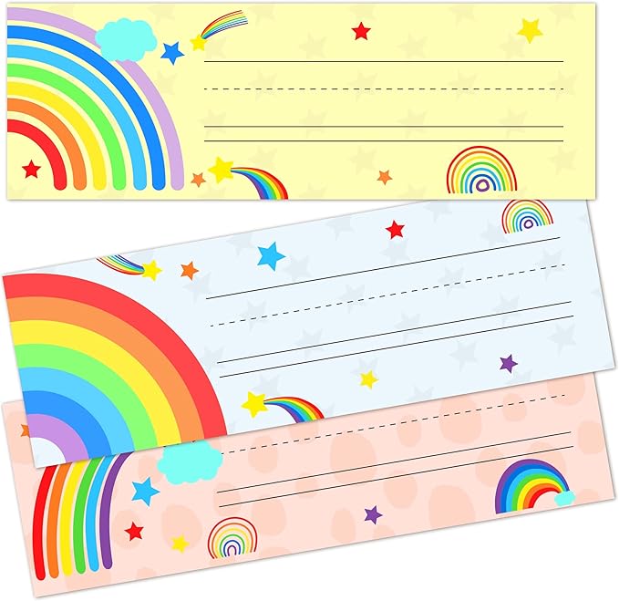 Name Tags for Classroom Cubbies, 30 Rainbow Name Plates for Desks, Back to School Self Adhesive Name Tags Sticker for Teachers Elementary - A05