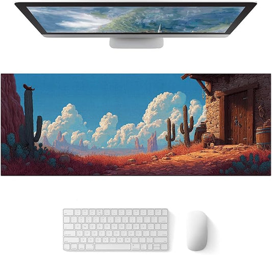 Large Mouse Pad Gaming Mousepad 31.5 x 11.8 Inch Keyboard Desktop Mat Diatomite XL Mouse Pad for Home and Office Desk Accessories with Western Desert Cabin Landscape Artwork Diatomite