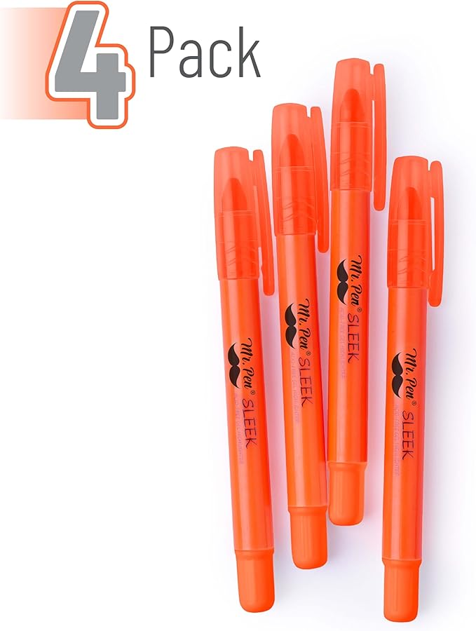 Mr. Pen No Bleed Gel Highlighter, Bible Highlighters, Golden Orange, Pack of 4