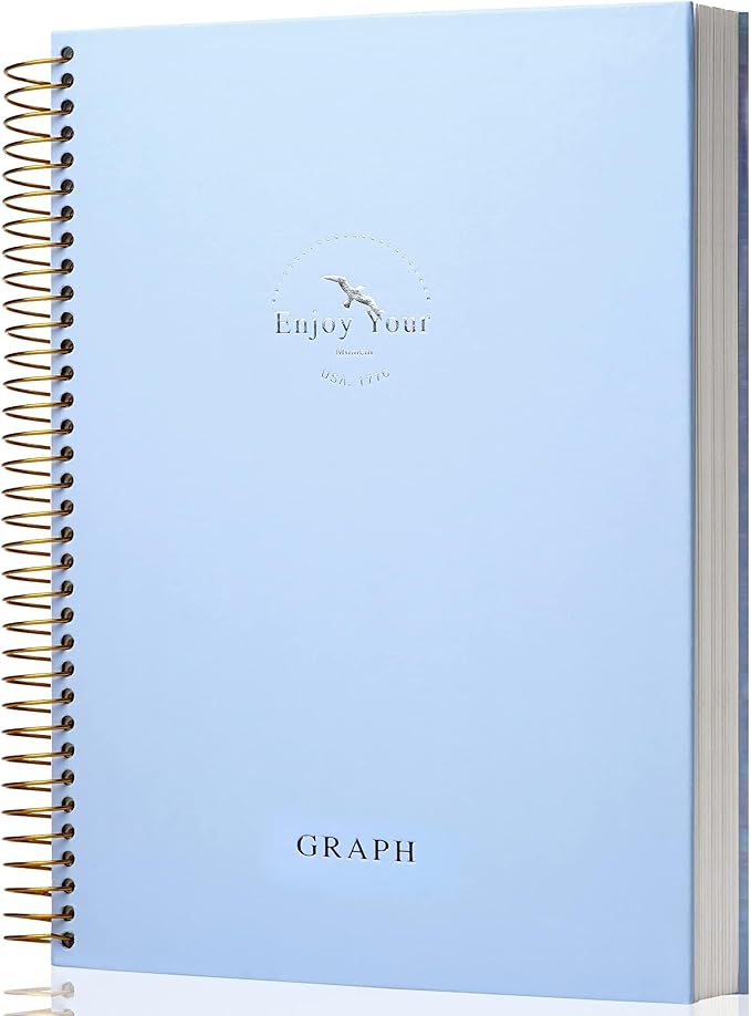 FLYING EAGLE 8.5 x 11 Large Graph Notebook Journal Spiral Graph Grid Notebook 210 Pages Hardcover Notebooks Engineering Paper Notebook Graphing Notebook for Men Women, Blue