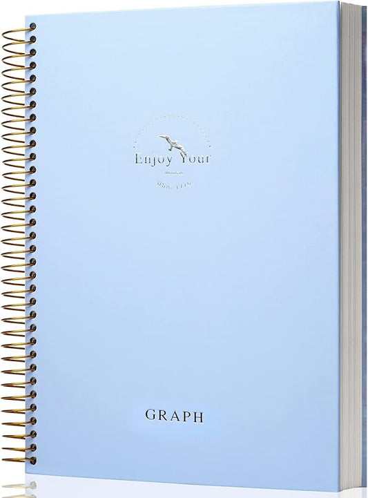 FLYING EAGLE 8.5 x 11 Large Graph Notebook Journal Spiral Graph Grid Notebook 210 Pages Hardcover Notebooks Engineering Paper Notebook Graphing Notebook for Men Women, Blue