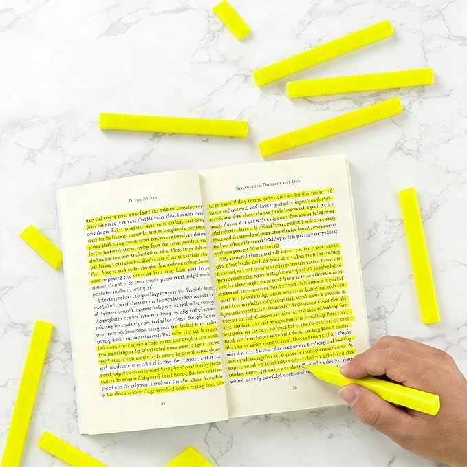 konket- Aesthetic Bible Highlighters No Bleed, Assorted Colors, Cute Pastel Highlighters, 12 pcs Chisel Tip(Yellow)
