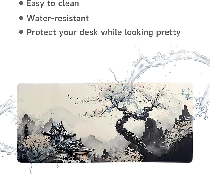 Gaming Mouse Pad Desk Pad XL Large Mouse Mat Keyboard Mat Office Desk Decor AccessoriesKeyboard Mat Office Desk Decor Accessories (Black and White Ink Painting)