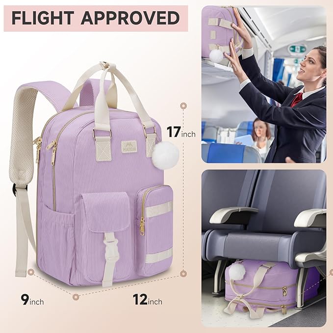 MATEIN Cute School Backpack for Teens Girls, 15.6 Inch Kawaii College Backpack Corduroy Computer Bookbag with USB Charging Port, TSA Lightweight Laptop Back Pack Aesthetic Preppy Kids Students, Purple