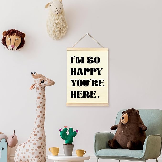 TAEDIN Boho Classroom Wall Art Poster Hanger Frame - White Nursery Wall Art with Wood Frames, Inspirational Wall Hanging Decor for Baby Kids Room School Home Bedroom, 12x16 Inches
