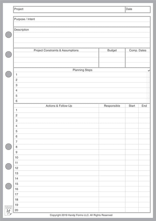 A5 Size Project Planner, Sized and Punched for 6-Ring A5 Notebooks by Filofax, LV (GM), Kikki K, TMI, and Others. Sheet Size 5.83" x 8.27" (148mm x 210mm)