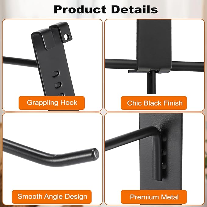 35 Pcs Gridwall Hooks, 8 Inch Metal Grid Hooks for Retail Garage Workspace Home Organization, Grid Wall Panels Accessories, Display Hooks Hangers for Clothes Painting Photography Canvas