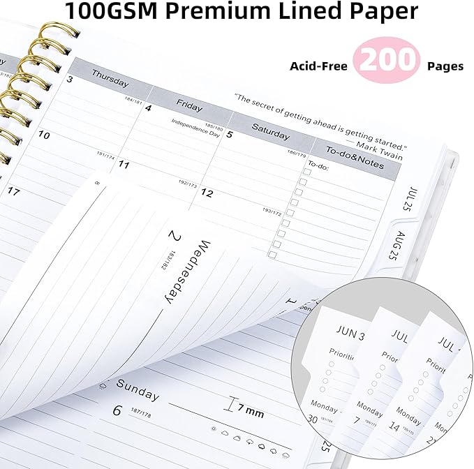 Ospelelf 2025 2026 Planner Weekly and Monthly Calendar Spiral Bound, A4 Office Supplies For Women & Men, 18 Months PVC Cover Life Planners with Stickers Colorful Tree