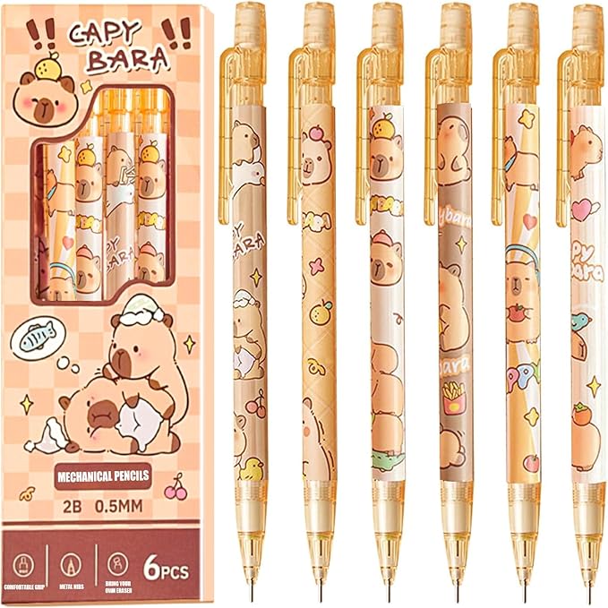 Cute Capybara School Supplies Stationery Set Kawaii Stationery Birthday Christmas Gifts Includes Eraser Mechanical Pencils Erasers Correction Tape Pencil Holder Gel Pens,for Office School Supplies