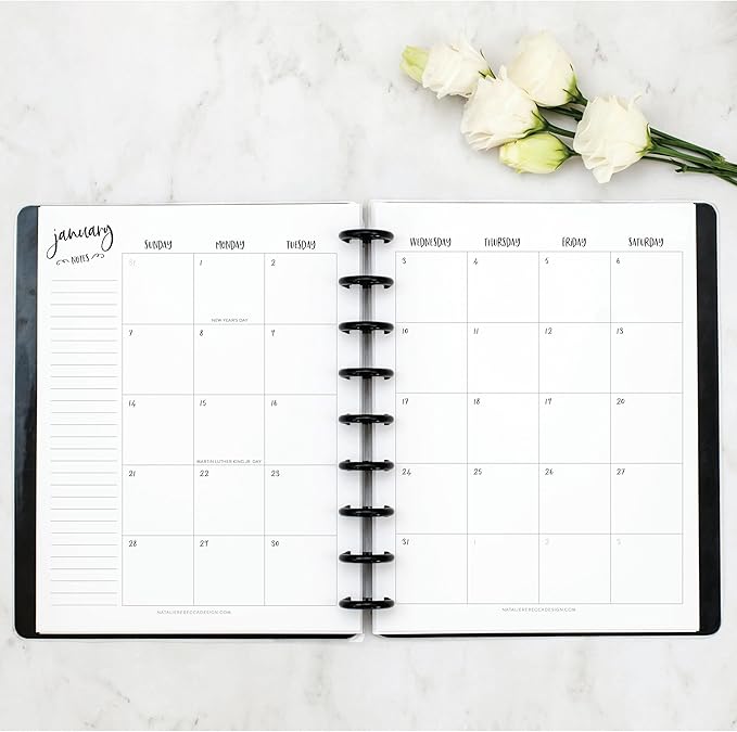 BetterNote 2026 Monthly Calendar Refill Fits Discbound Notebooks, Fits Happy Planner, Levenger Circa, Arc Staples, TUL Office Depot, InkWell Press (Whimsy, 9-Disc, 7"x9.25")