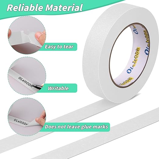 6 Rolls White Painters Tape Bulk 3 inch x 60 Yards, Total 360 Yd, Painters Masking Tape No Residue Wall Painting Tape Artist Tape Trim Edge Finishing Tape for Wall Painting Decoration DIY Supplies