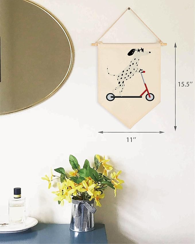 Dalmatian Scooter Banner Wall Decor,Animal Nursery Toddler Baby Boys Kids Room Pennant Decor-Flag Sign Wall Art Gifts-Reading Room Bedroom Playroom Poster Gift