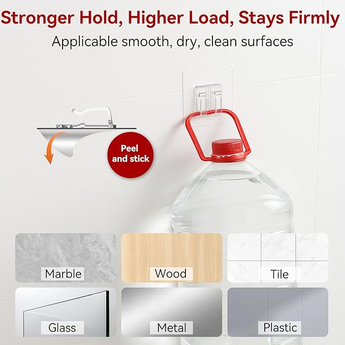 Hooks for Outdoor String Lights, 50 Pack Heavy Duty Cable Clips, Damage Free Cord Clips, Waterproof and UV-Resistant, Clear Self-Adhesive Hooks for Hanging Christmas Lights Outdoor and Patio Decor
