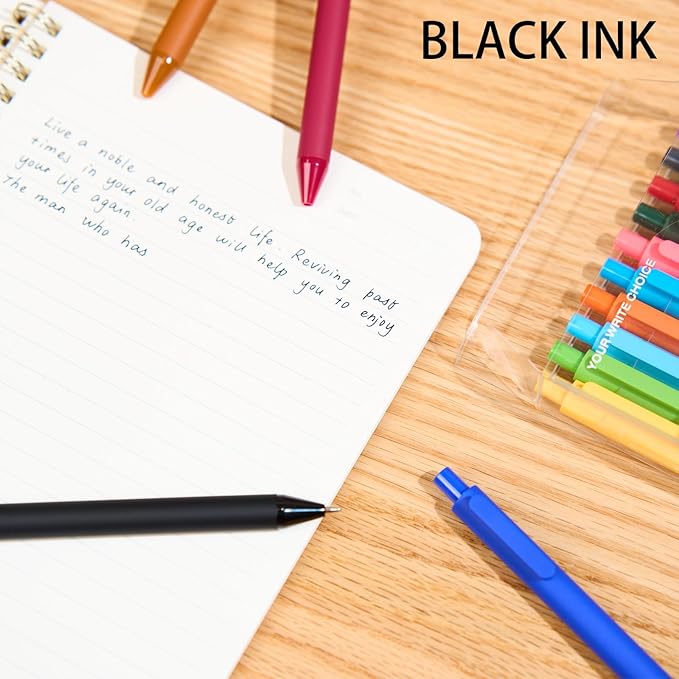 Kaco 20 Pieces Ballpoint Pens PURE, Black Ink Pens, 1.0 mm Medium Point, 20 Count Pack Pens for Journaling Note Taking