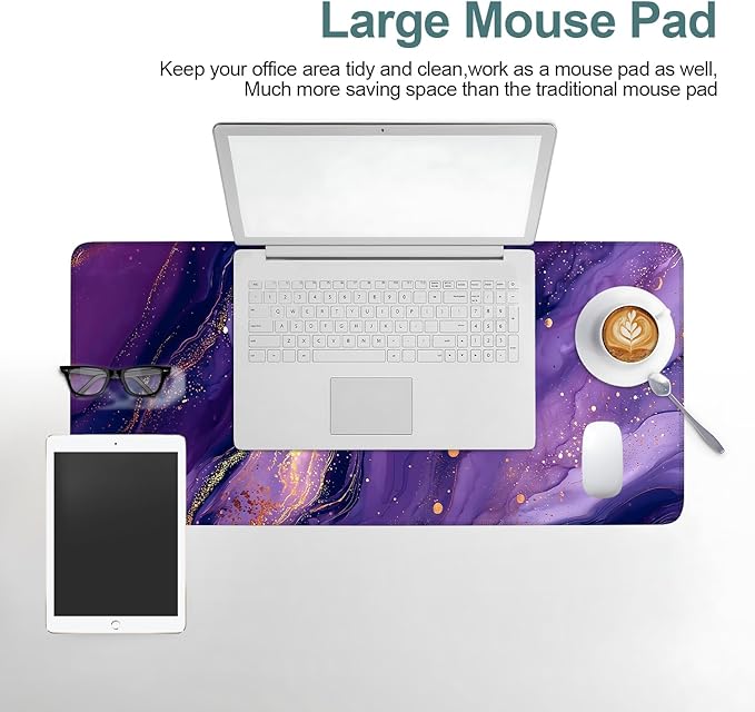 Purple Extended Gaming Mouse Pad 31.5x11.8inches Large Desk Mat Anti-Slip Rubber Base & Durable Stitched Edges for Gamers Smooth Mouse Writing Surface for Desk Office/Home