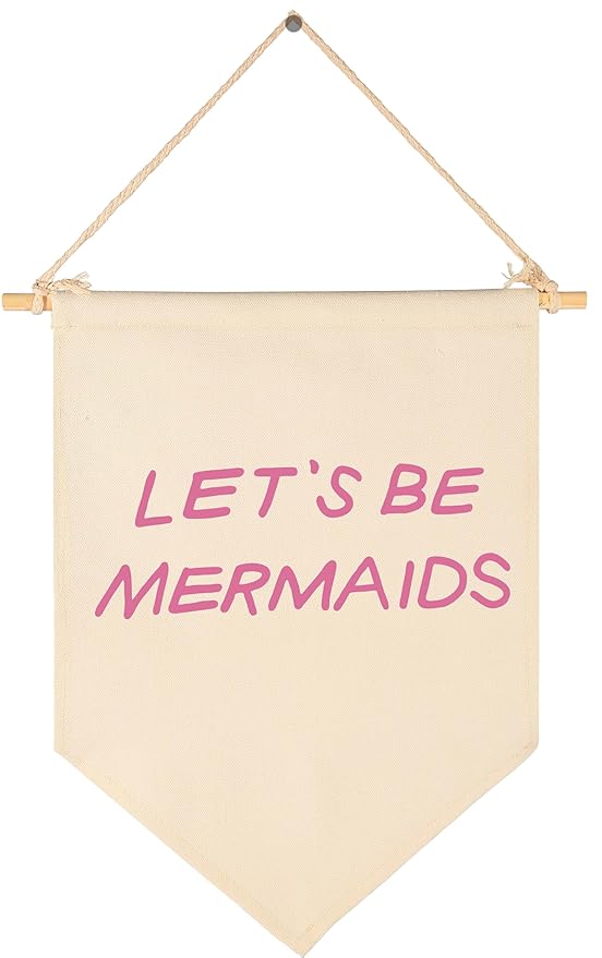 Canvas Banner Flag Sign Wall Poster Decor Gift for Baby Girl Kids Nursery Baby Room Above Crib Bedroom Reading Room Playroom Door-Let's Be Mermaids-Baby,Shower,Birthday Christmas Gift-15.6"x11"