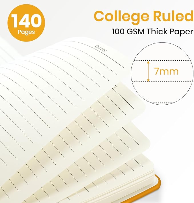 Lined Spiral Journal Notebook for Women, A5 College Ruled Journals for Writing, Hardcover Notebooks for Work, Note taking and Office School Supplies,140 Pages - Yellow