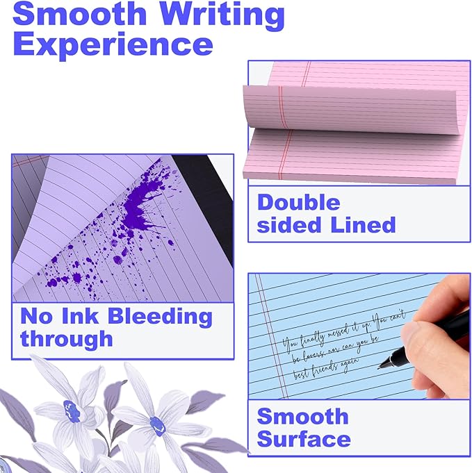 3 Pack Colored Legal Pads 8.5 x 11 Inch, Wide Ruled Notepads Lined Memo Note Pads, 8.5x11 Inch Micro Perforated Writing Pads 30 Sheets Per Pad for Work Study Daily Note Taking List