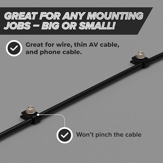 THE CIMPLE CO - Mini Wire Cable Clips, Electrical Wire Cable Clip, 1/10 in (3 mm) Screw Clip and Fastener, Black (100 Pieces per Bag)
