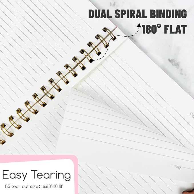 Lined Spiral Notebook B5 Pink Hardcover Notebooks for Work -7.48" X 10.18" 4 Pack 7MM College Ruled,160 Pages 100GSM Thick Paper for Note Taking School Office Supplies