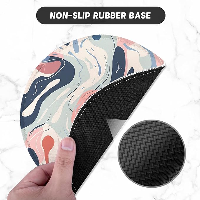 ITNRSIIET Round Mouse Pad with Stitched Edge Premium-Textured Waterproof Non-Slip Rubber Base Desktop Protection Mat Diameter 8.7 inches, Art Style Pattern