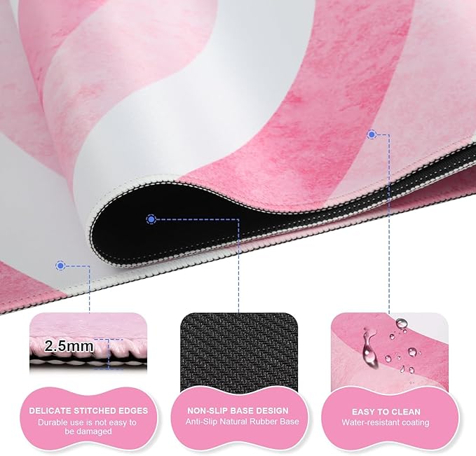 iLeadon Keyboard Mouse Pad Set, Large Gaming Mouse Pad + Keyboard Wrist Rest + Mouse Pad with Wrist Support + Coaster, Easy Typing Pain Relief, Desk Mat Set, Valentines Day present for Her, Pink Heart