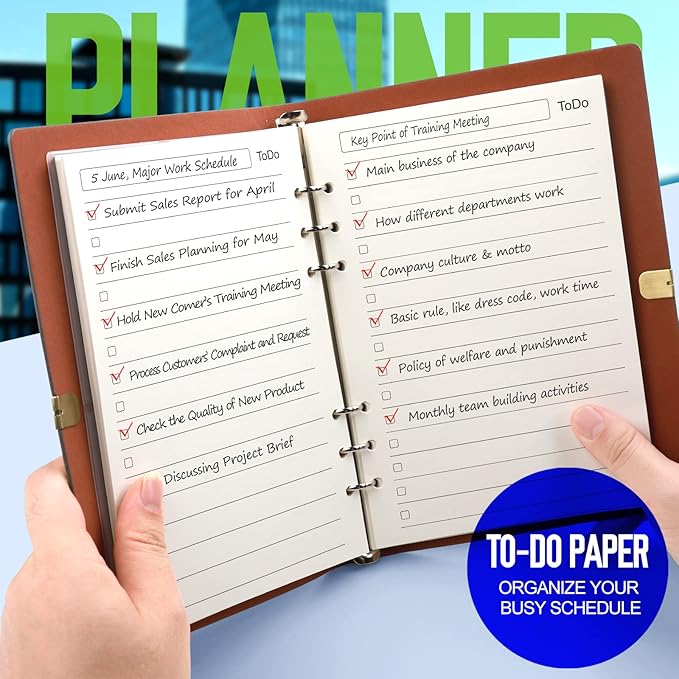LEOBRO To Do List A5 Refill Paper, A5 Daily Planner Binder Insert Paper, with Page Marker, Paper Sheets for Stationery, 90 Sheets/180 Pages