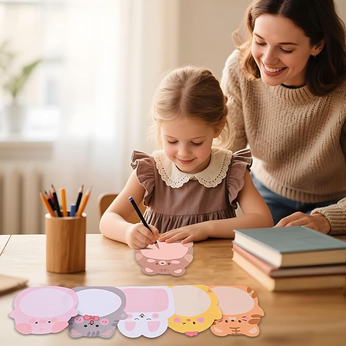 100Pcs Cute Cartoon Animal Sticky Notes Party Favors Kawaii Mini Sticky Notes for Teacher Appreciation Gift Classrooms Rewards Memo Pads Notes Page School Tab for School Office Supplies