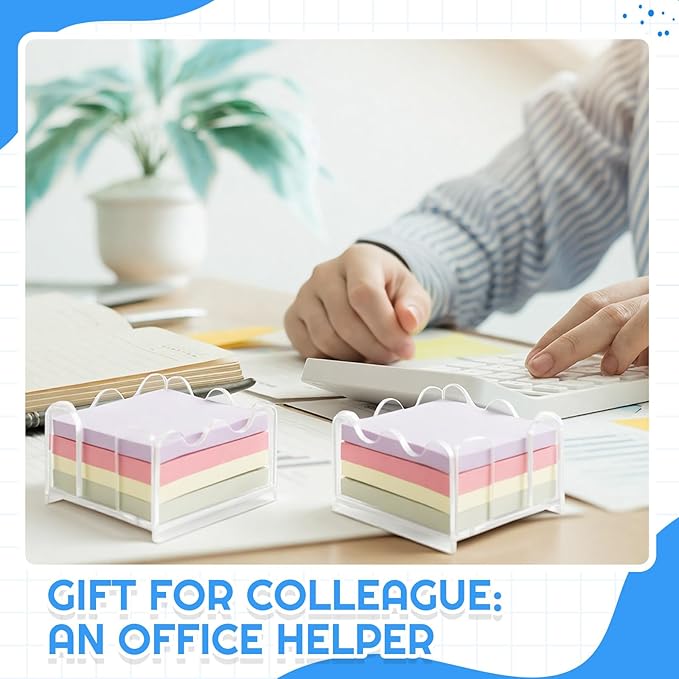 2 Pcs Scalloped Acrylic Sticky Note Holder, 3x3 Inch Clear Cute Notepad Holder Sticky Note Dispenser with Wave Design, Thick Acrylic Desk Organizer for Office, Home, Dorm, Classroom Desk
