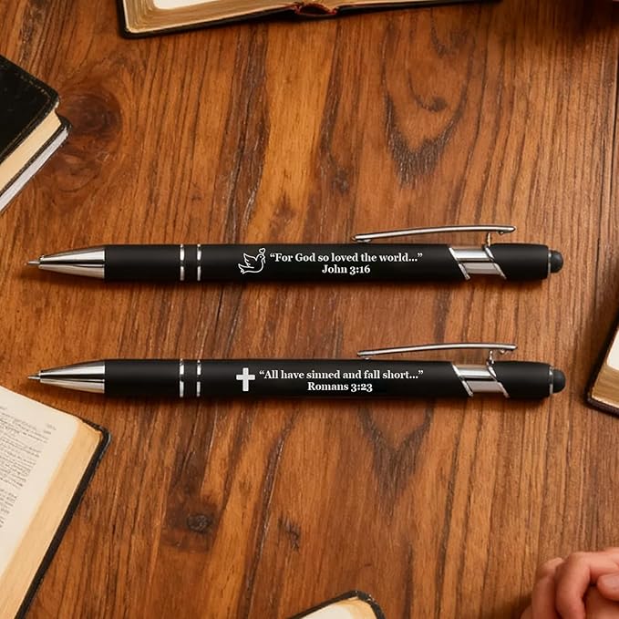 15 Pack Bible Verse Pens, Christian Inspirational Retractable Ballpoint Pens with Religious Scripture Quotes & Symbols, Smooth Writing Black Pens for Church, Gifts for Christians, Black