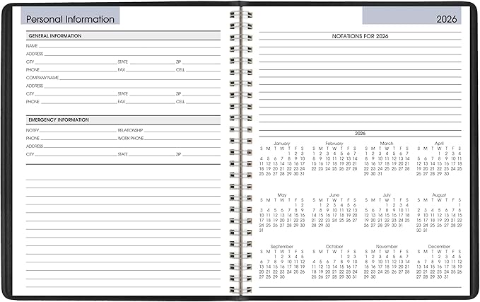 AT-A-GLANCE 2026 Planner, Weekly, 7" x 8-3/4", Medium, Block-Style, DayMinder, Black (G5350026)
