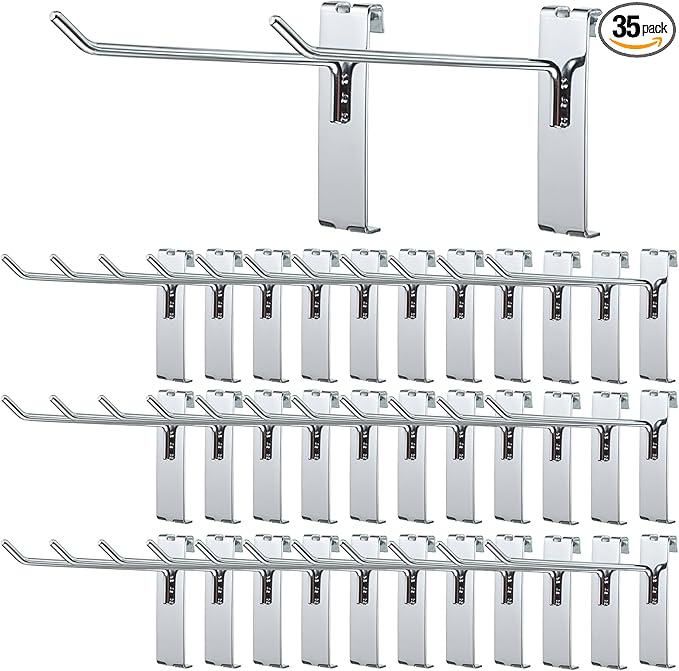 Sumnacon 35 Pack Gridwall Hooks - 6 Inch Gridwall Hook for Gridwall Panel,Metal Grid Wall Hooks and Hangers,Sturdy Gridwall Accessories for Home Garage Workshop Retail Display, Black