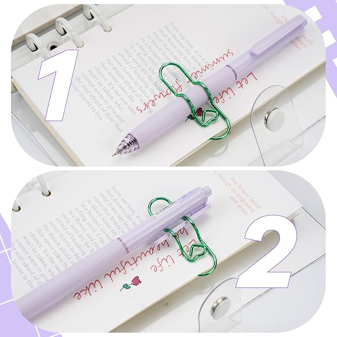 Paper Clip Pen Holder, Metal Pen Clips for Notebook - 16 Pcs Colorful Pen Clip Holder Planner Accessories, Colorful Cute Pen Clips (Only for Pens with a Thickness of Less Than 0.5 Inches)