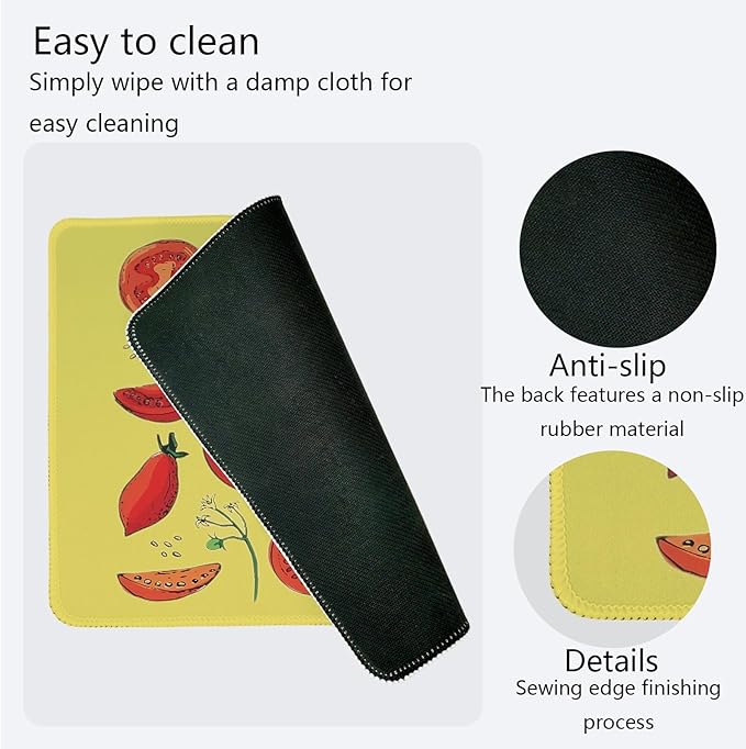 Yellow Mouse Pad,Cottagecore Tomato Mouse Pads,Girly Summer Tomato Decor Desk Mat for Home Office Dorm Desktop,10.2x8.2 Inch
