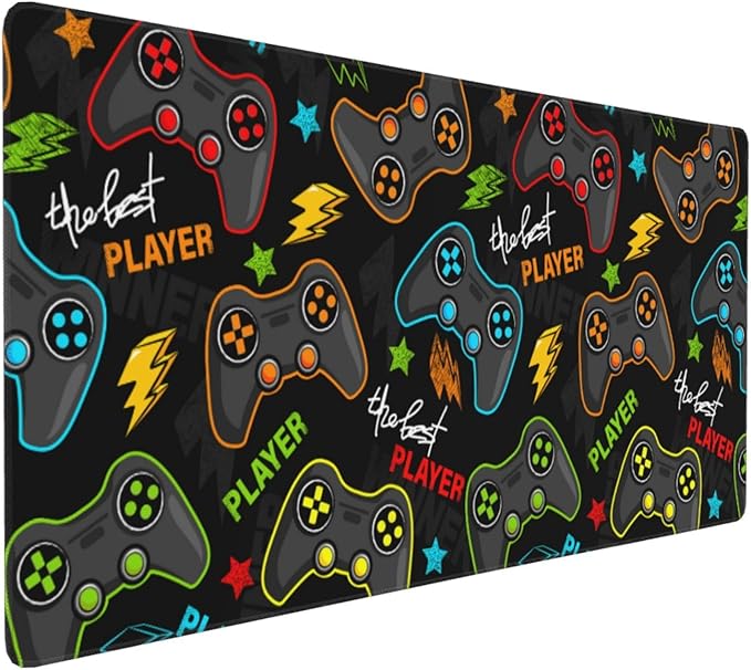 Video Game Controller Mouse Pads XXL Extended Mousepad with Stitched Edges Gaming Joysticks Non-Slip Rubber Base Computer Keyboard Pad Desk Mat for Home Office Desk Decor, 35.4" X 15.7"