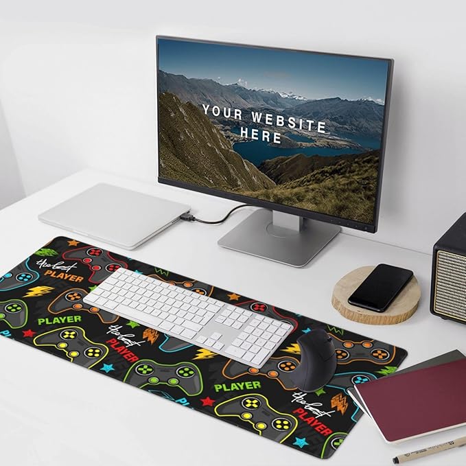 Video Game Controller Mouse Pads XXL Extended Mousepad with Stitched Edges Gaming Joysticks Non-Slip Rubber Base Computer Keyboard Pad Desk Mat for Home Office Desk Decor, 35.4" X 15.7"