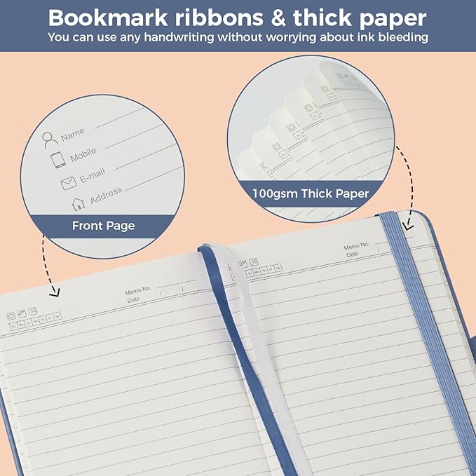 (3 Pack) Small Pocket Journaling Notebooks for Women/Men, 3.7" x 5.7" A6 Mini Diary Journal with Pen, 400 Pages 100GSM Paper, Cute Notebook Journal for Writing, Travel, Business, Work & School