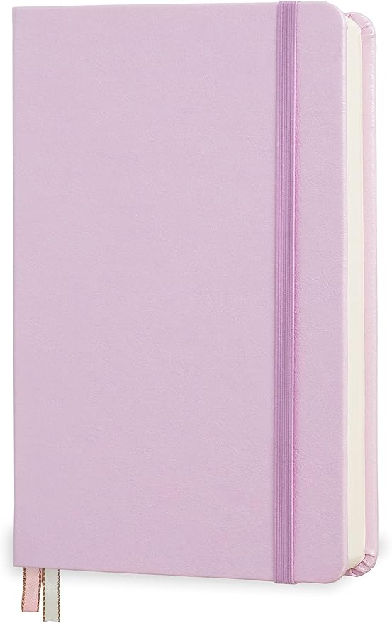 Minimalism Art, Premium Hard Cover Notebook Journal, Classic 5" x 8.3", 122 Numbered Pages, Gusseted Pocket, Ribbon Bookmark, Extra Thick Ink-Proof Paper 120gsm, San Francisco (Plain, Pink)