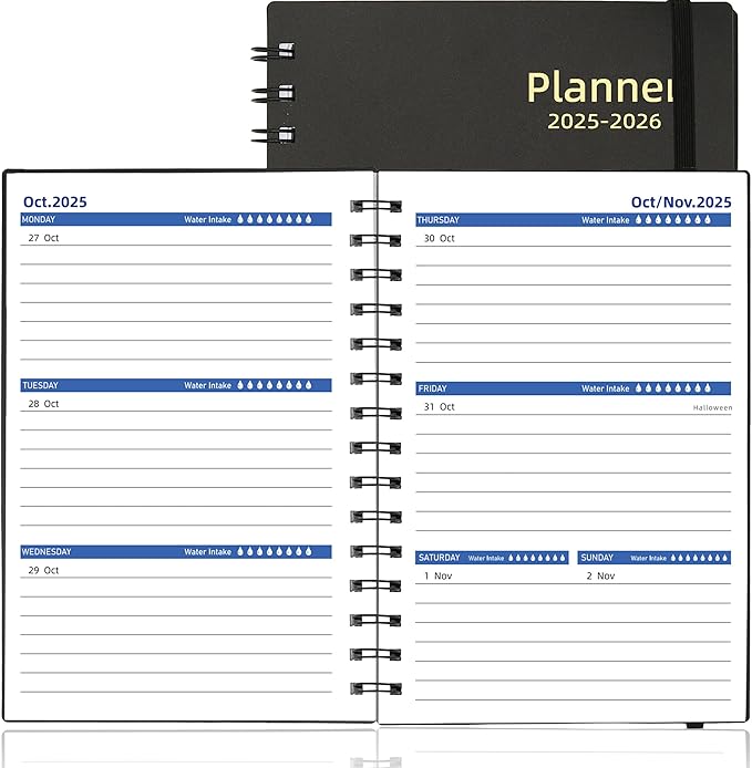 Daily Planner 2025-2026, Weekly & Monthly Planner from Jul 2025-Dec 2026, 18 Month Academic Calendar with Tabs, A5 Size, Black