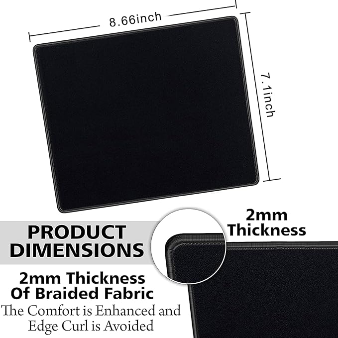 SaiTech IT 12 Pack 2mm Mouse Pad with Stitched Edges Non-Slip Rubber Base, Premium-Textured and Waterproof Mousepads Bulk, Mouse Pad for Computers, Laptop, Office & Home, 8.66 x 7.1 inch